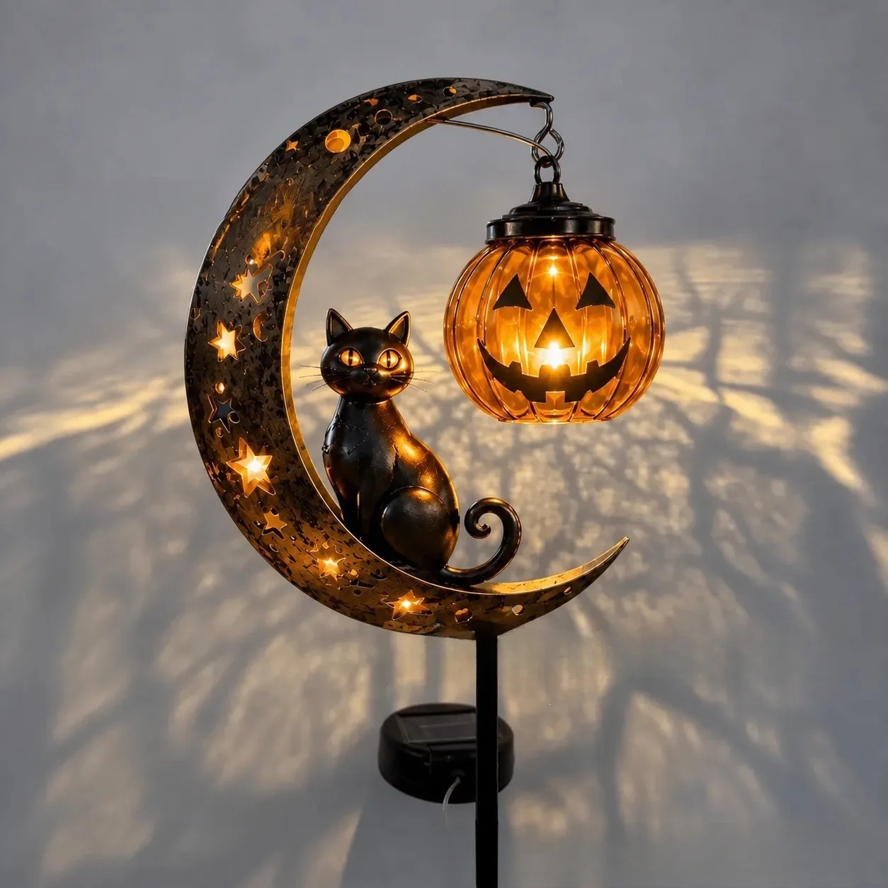 Le Jardin Enchanté – Décoration solaire chat noir et citrouille – Image 2