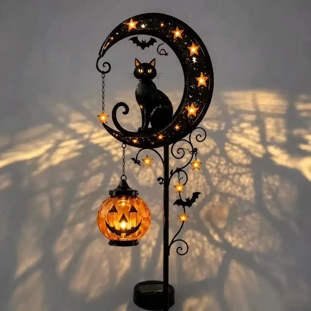 Le Jardin Enchanté – Décoration solaire chat noir et citrouille