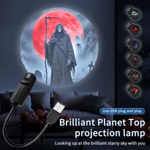 Le Projecteur des Ténèbres – Lampe USB Halloween à 6 motifs