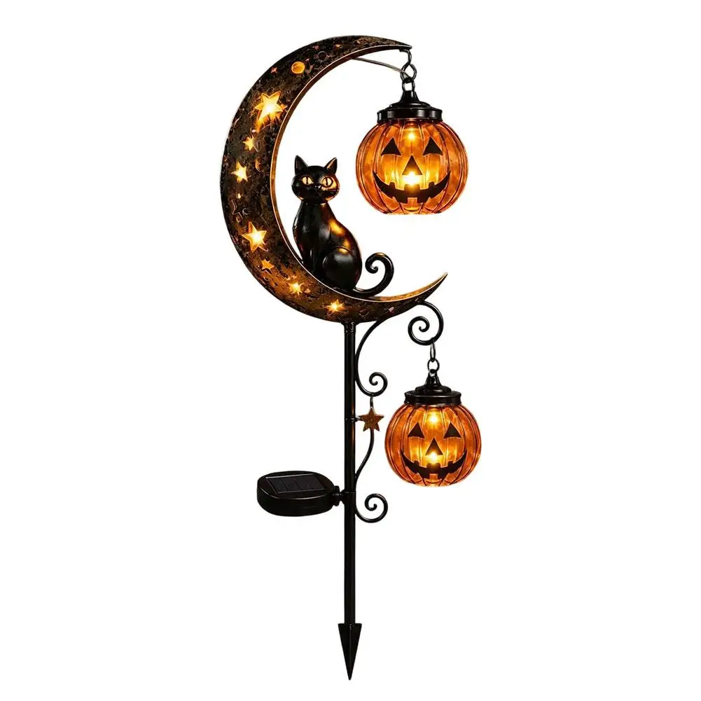 Le Jardin Enchanté – Décoration solaire chat noir et citrouille – Image 7